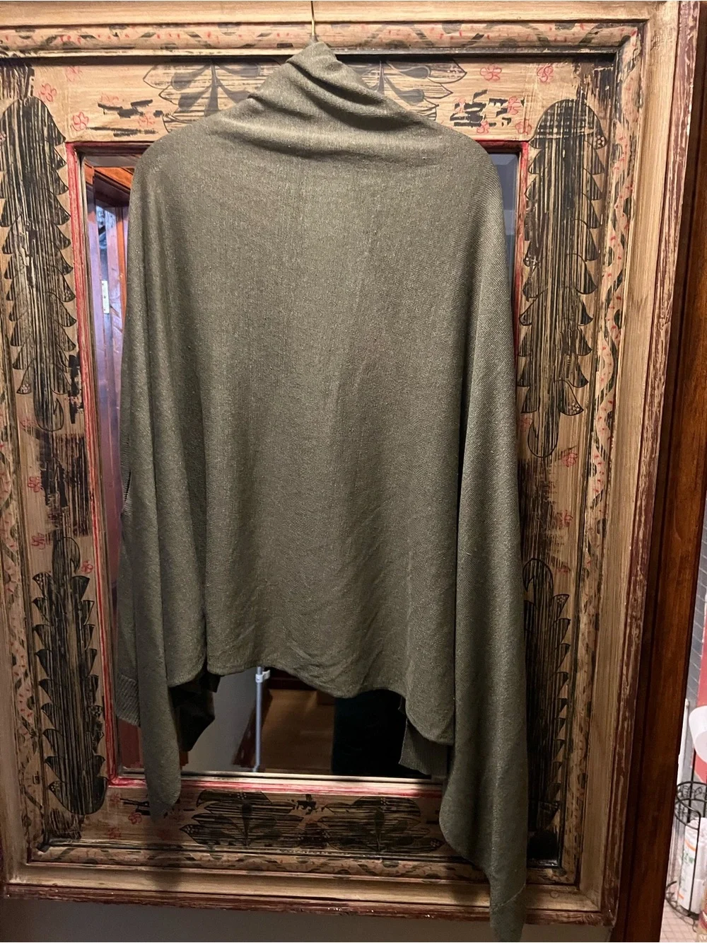 Talbots Olive Green Lightweight Knit Ruana / Travel Wrap